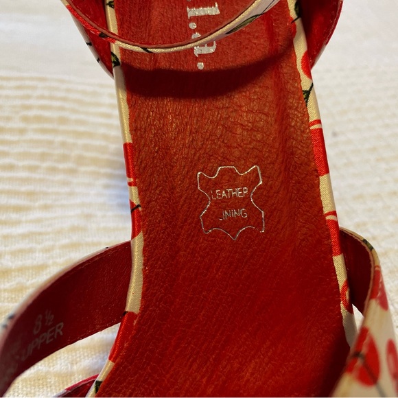 NWOT N.Y.L.A. Ankle-Strap Satin Cherry Heels - Picture 9 of 11